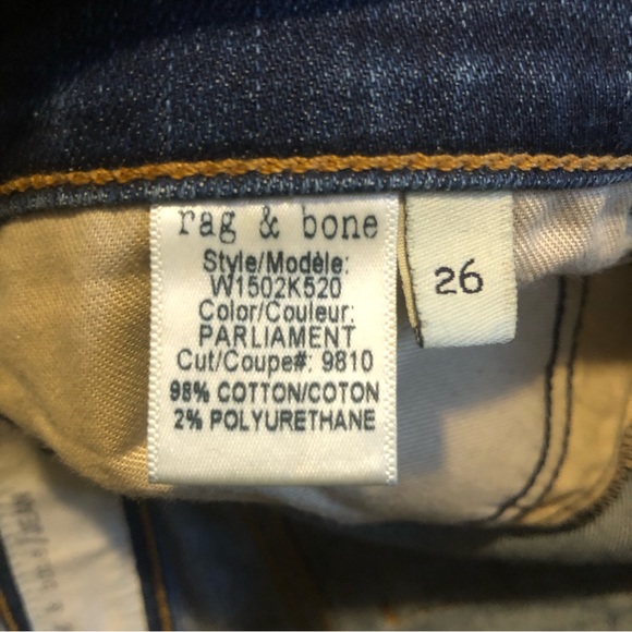 ❤️Rag & Bone Skinny Dark Wash Blue Jeans Parliament Size 26 - Picture 9 of 9